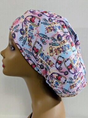 Nurse, Euro Style Scrub Cap, Scrub Cap, Chemo Hat, Stretchy